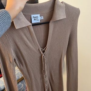 Tan princess Polly knit dress